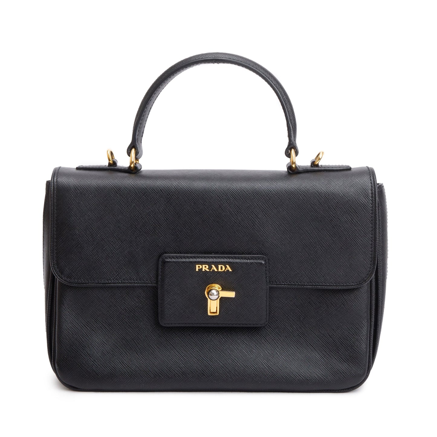 Prada Black Saffiano Top55 Handle Tote