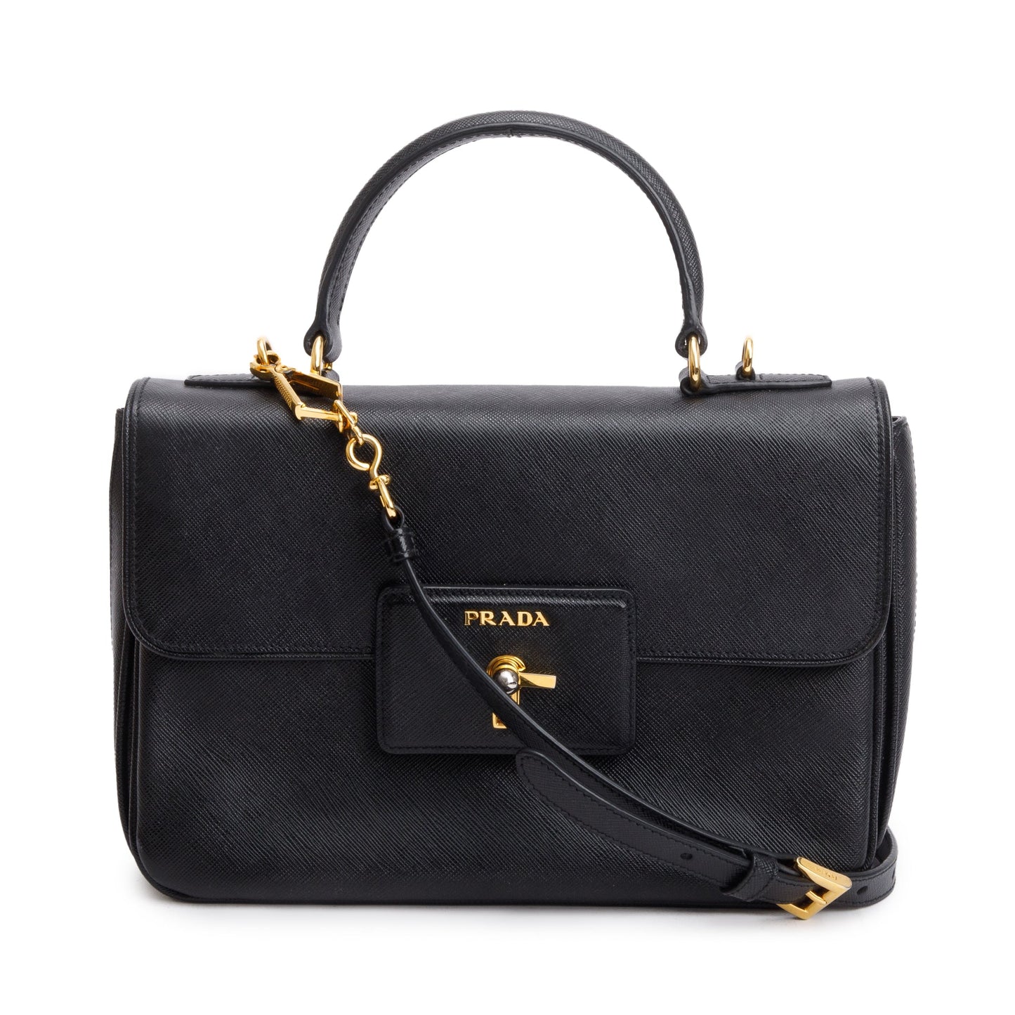 Prada Black Saffiano Top55 Handle Tote
