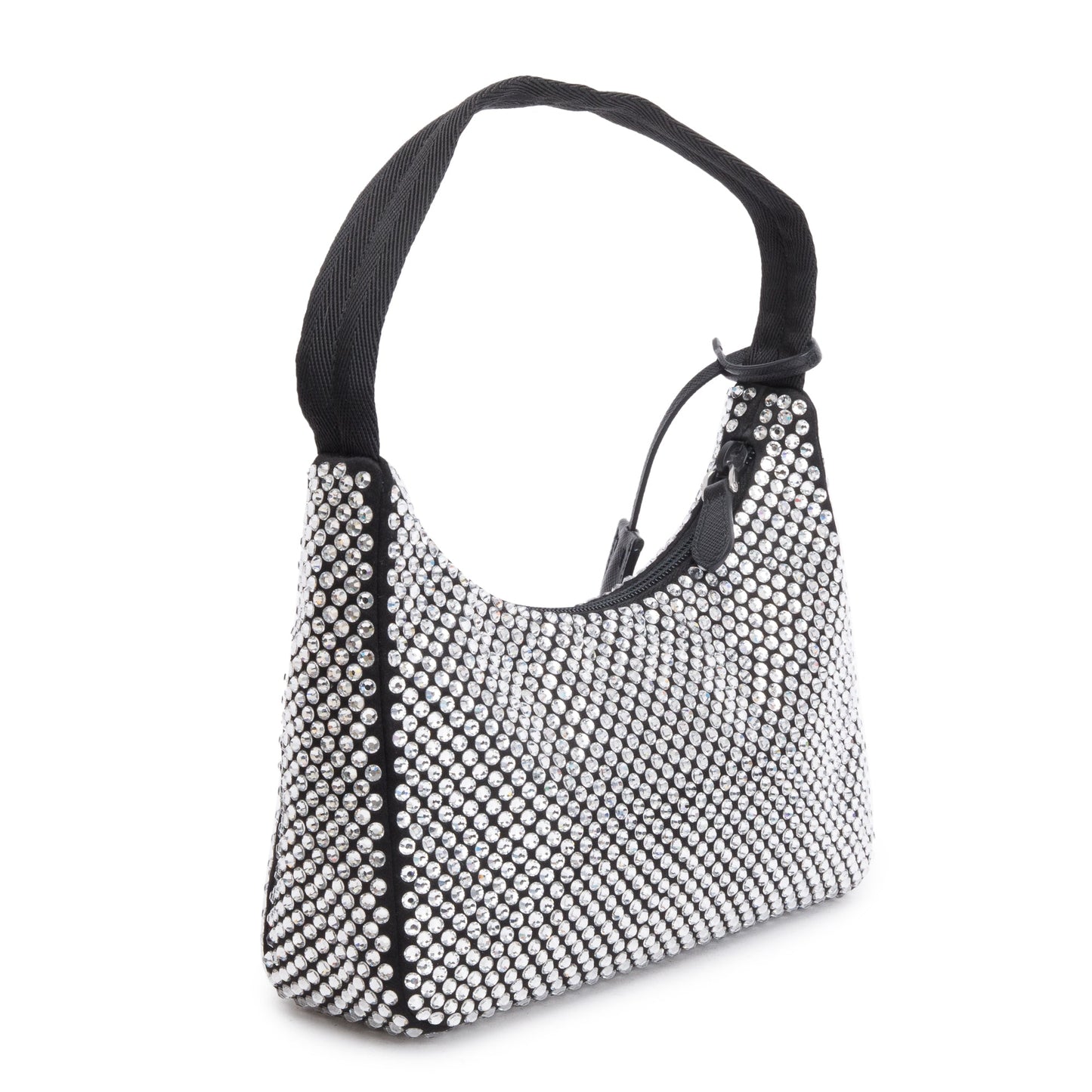 Prada Black Satin Crystal Re-Edition 2000 Mini Bag