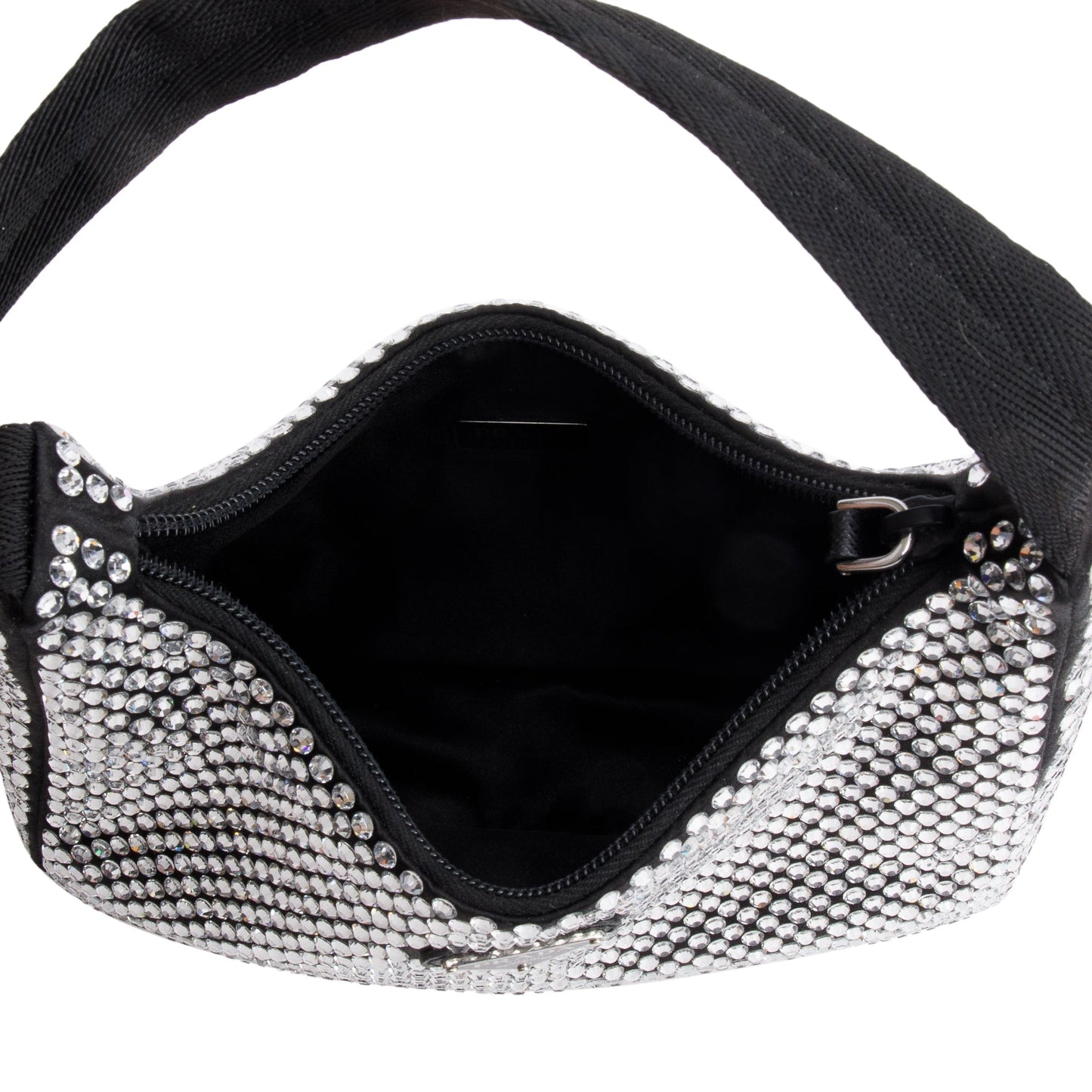 Prada Black Satin Crystal Re-Edition 2000 Mini Bag