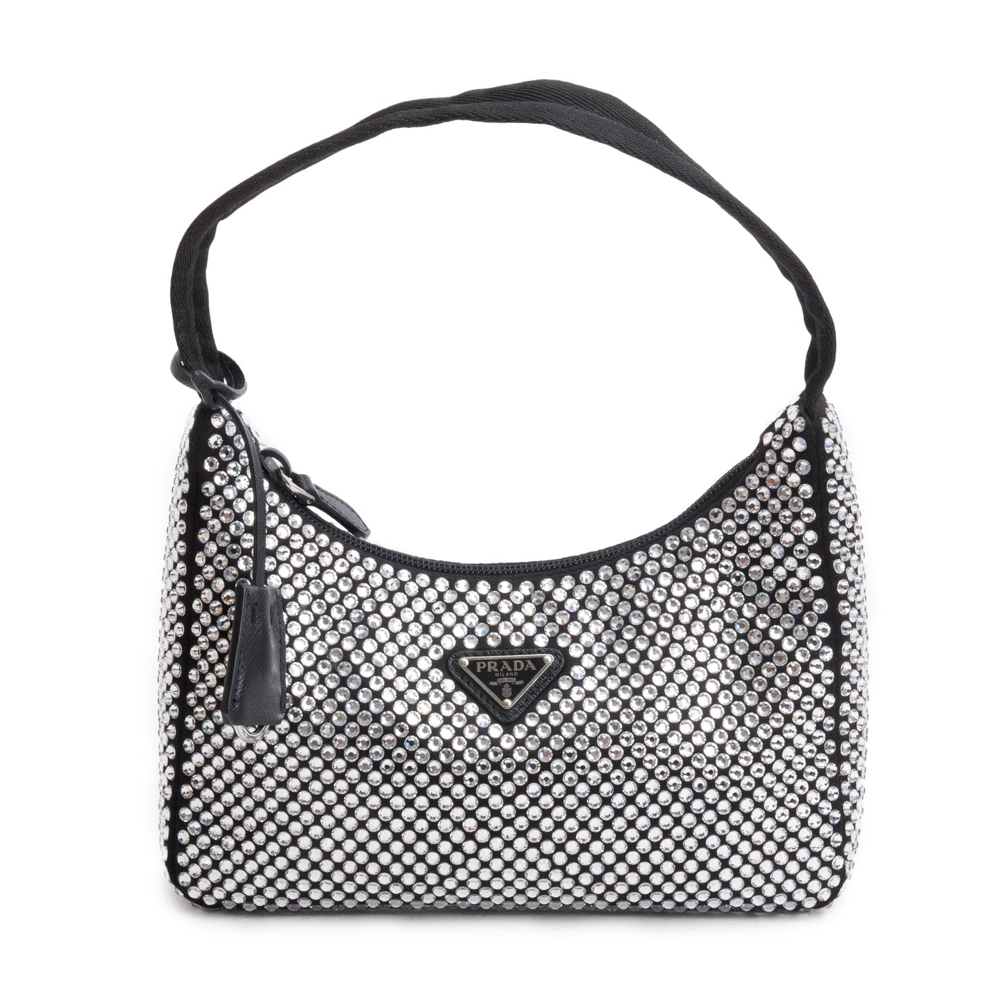 Prada Black Satin Crystal Re-Edition 2000 Mini Bag