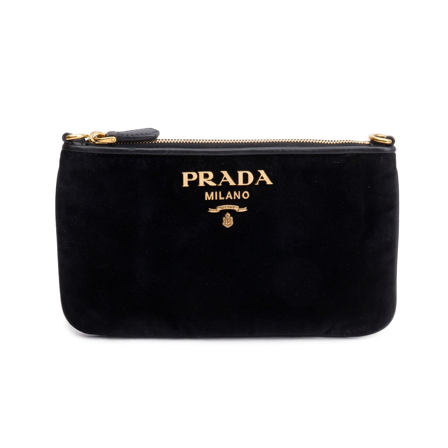Prada Black Velluto Chain Clutch