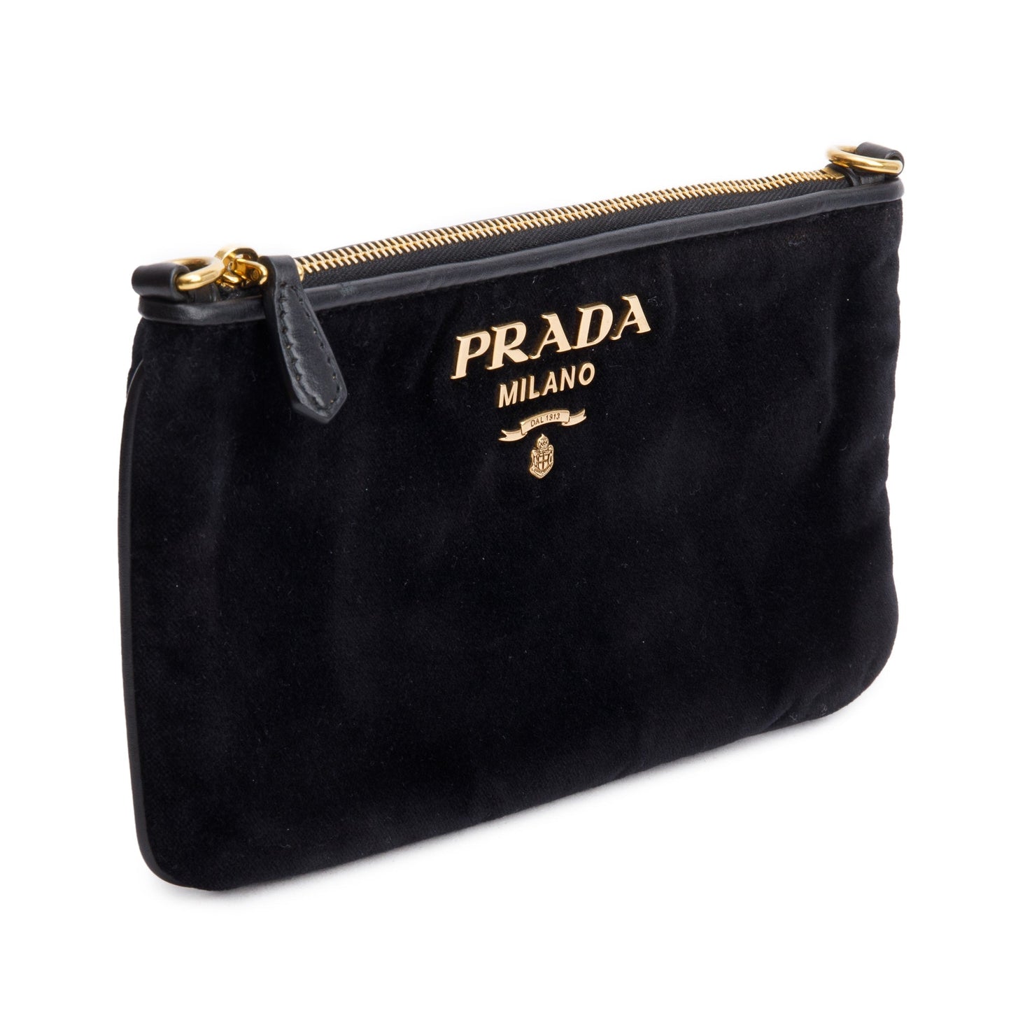 Prada Black Velluto Chain Clutch