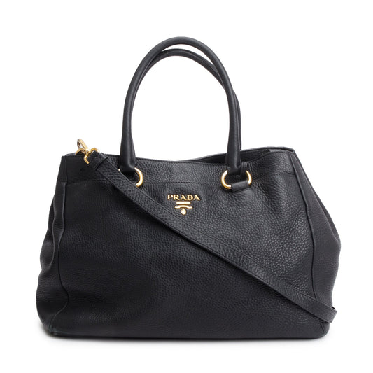 Prada Black Vitello Daino Leather Shoulder Bag