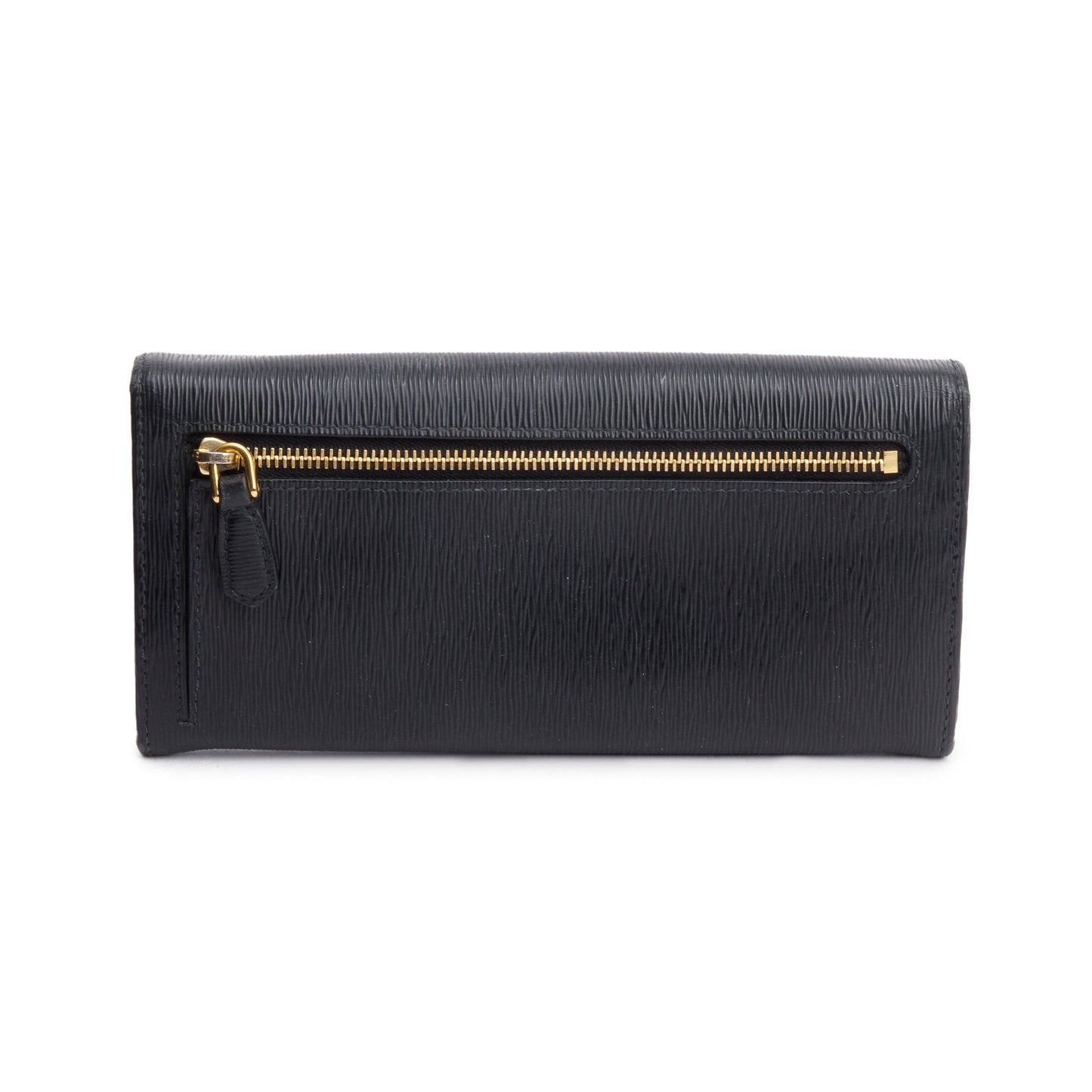 Prada Black Vitello Move Leather Continental Wallet