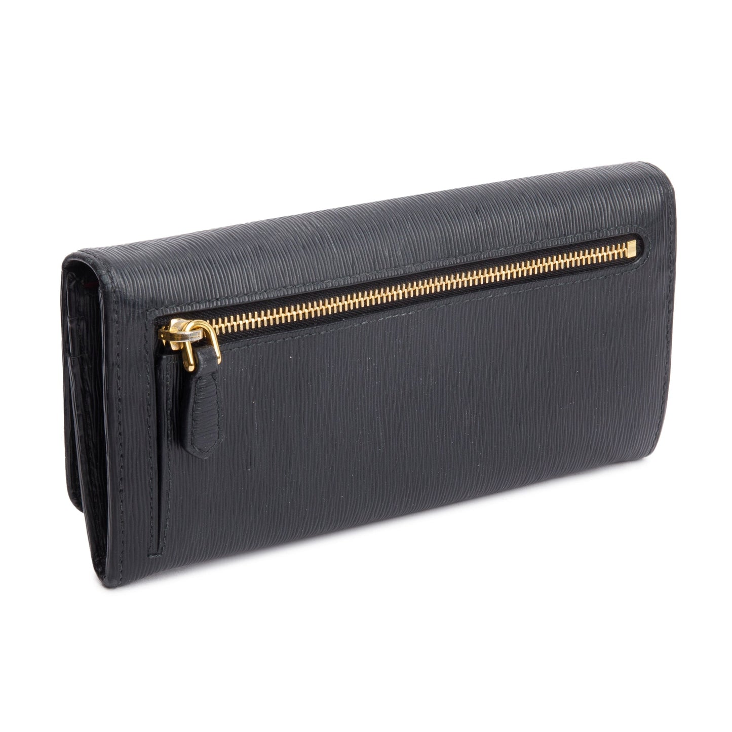 Prada Black Vitello Move Leather Continental Wallet