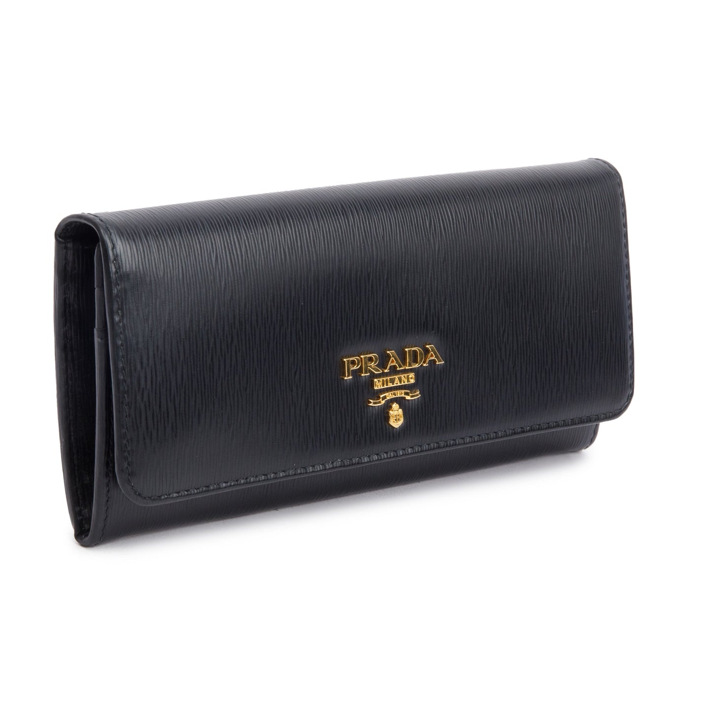 Prada Black Vitello Move Leather Continental Wallet