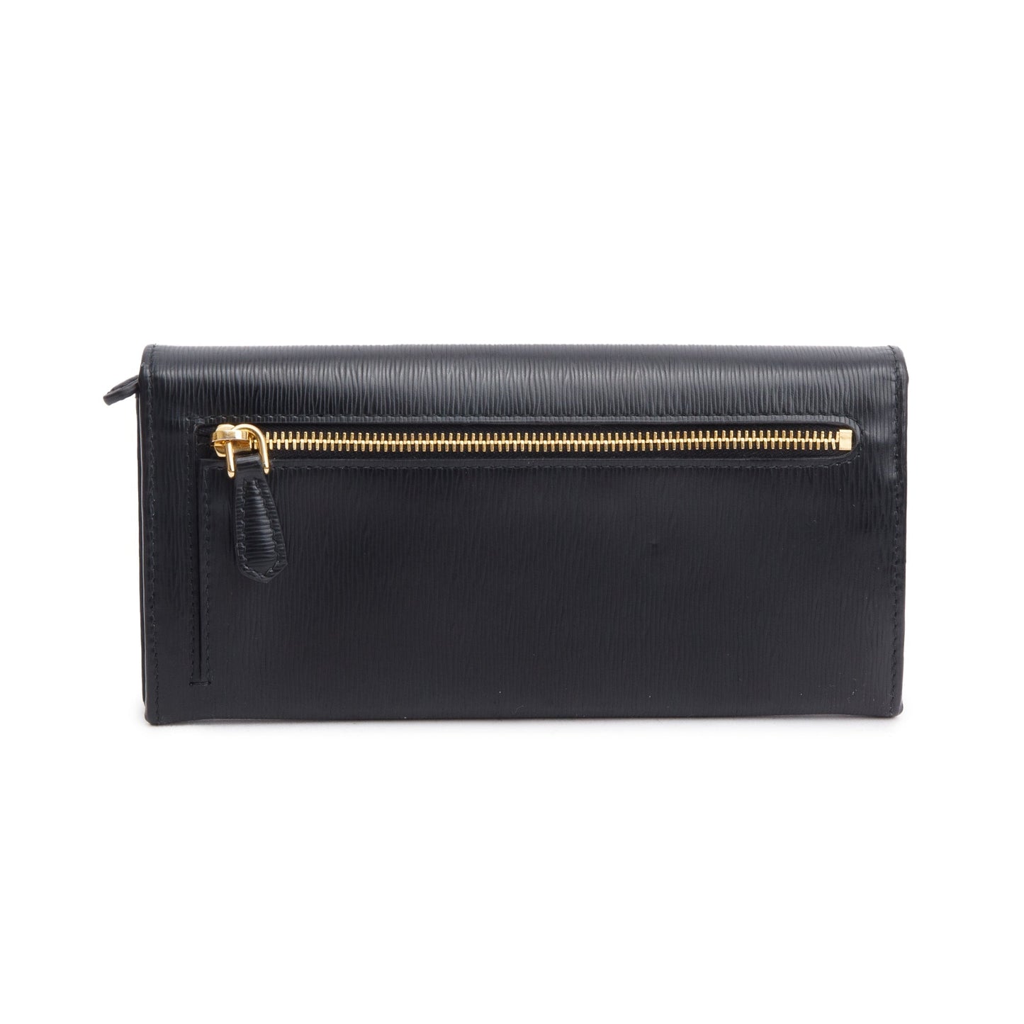 Prada Black Vitello Move Leather Continental Wallet
