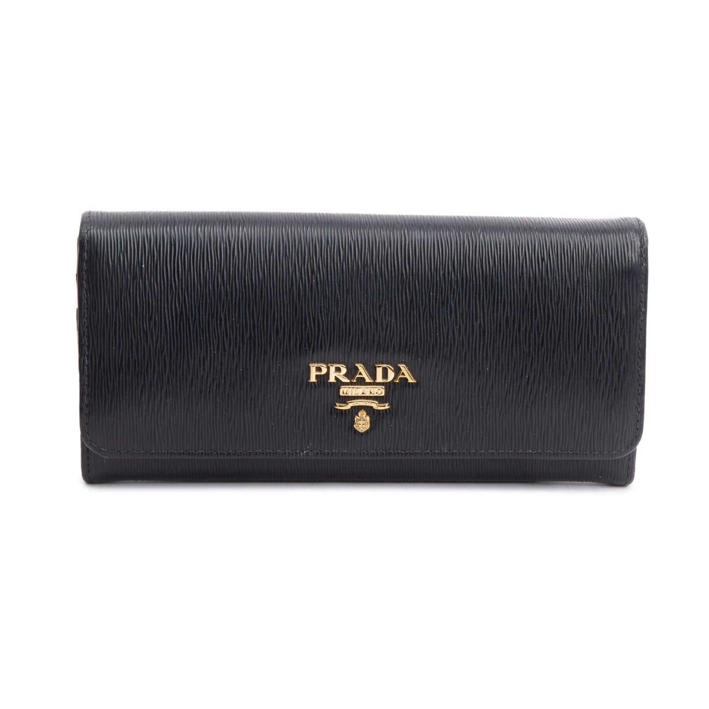 Prada Black Vitello Move Leather Continental Wallet