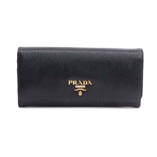 Prada Black Vitello Move Leather Continental Wallet