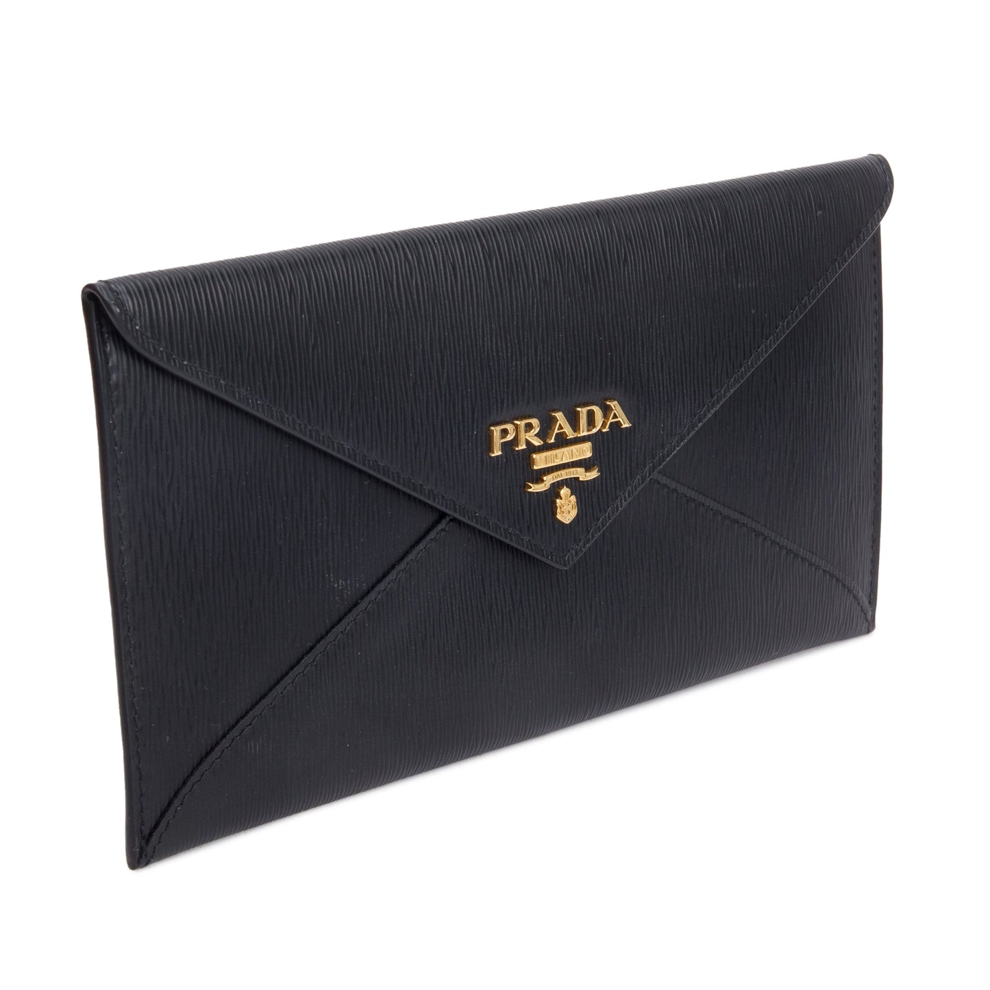 Prada Black Vitello Move Leather Envelope Wallet
