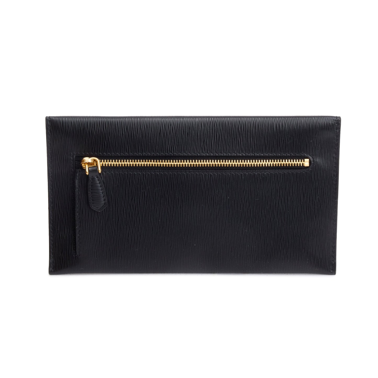Prada Black Vitello Move Leather Envelope Wallet