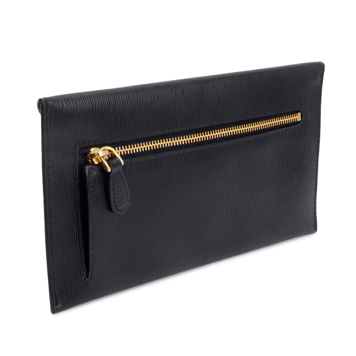 Prada Black Vitello Move Leather Envelope Wallet