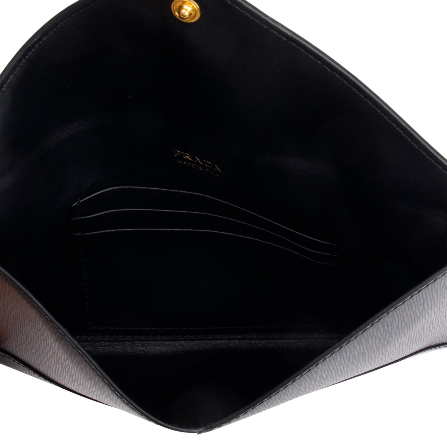Prada Black Vitello Move Leather Envelope Wallet
