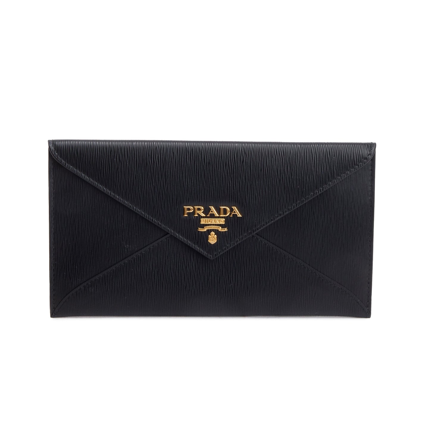 Prada Black Vitello Move Leather Envelope Wallet