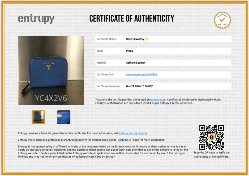 Prada Blue Saffiano Metal Zippy Coin Purse