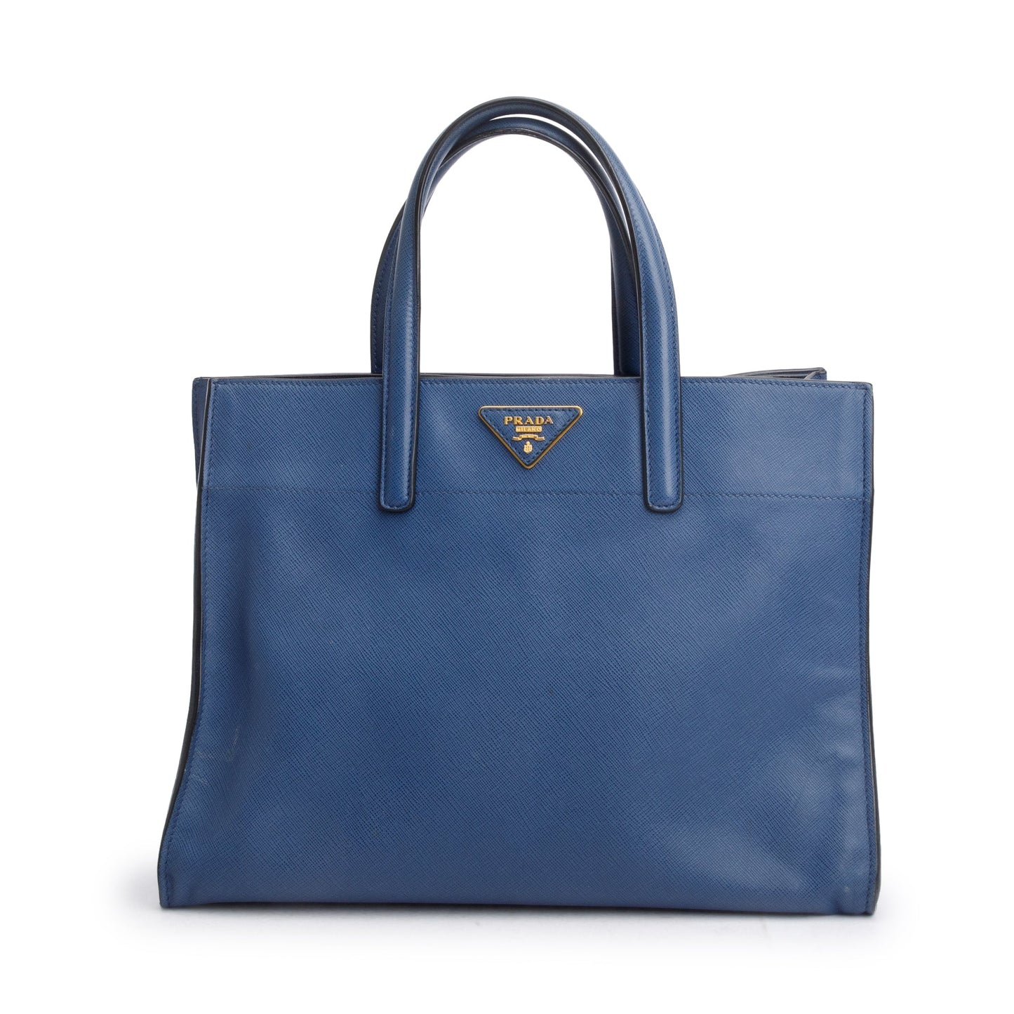 Prada Blue Saffiano Soft Leather Top Handle Tote