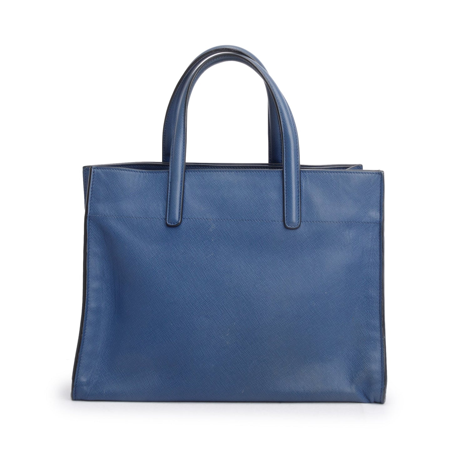 Prada Blue Saffiano Soft Leather Top Handle Tote