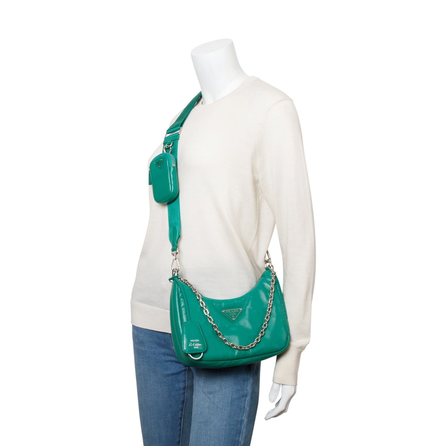 Prada Green Padded Nappa Leather Re-Edition 2005 Shoulder Bag