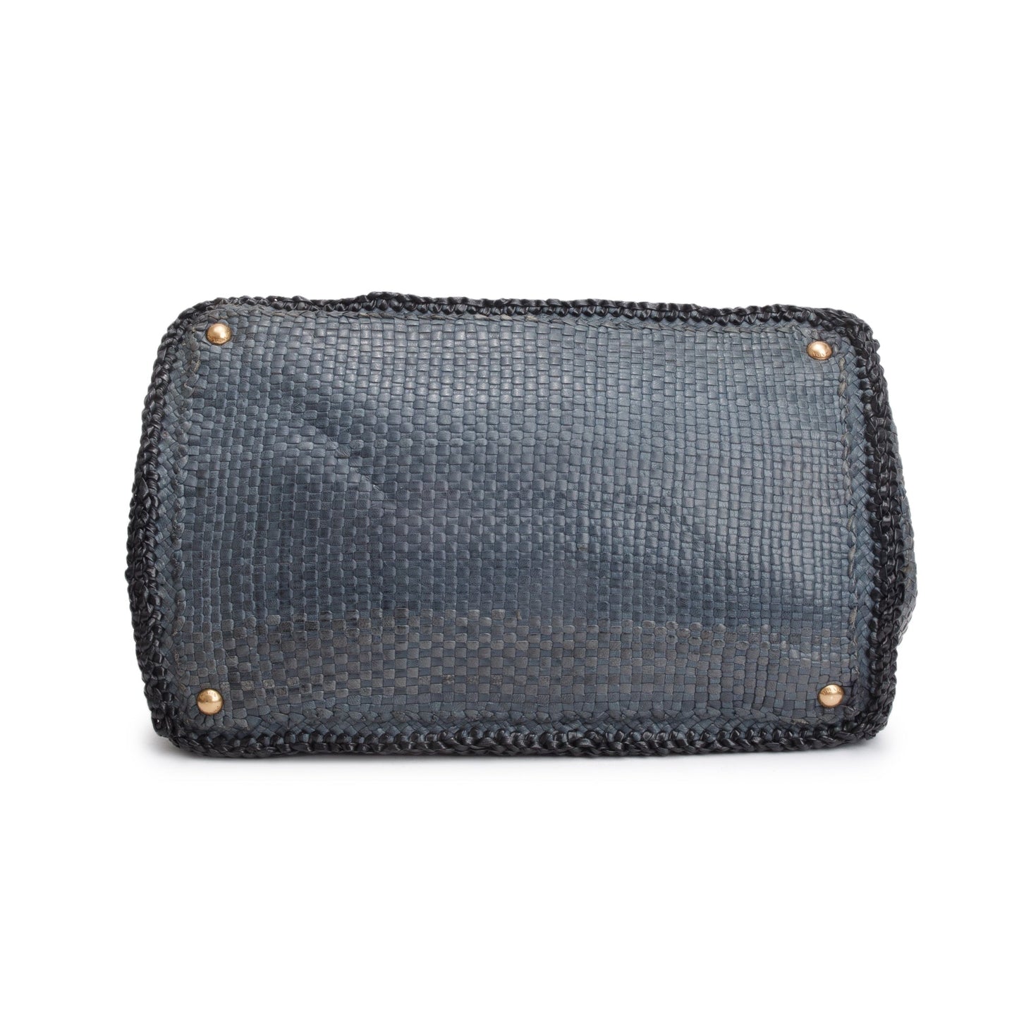 Prada Grey Madras Woven Medium Tote