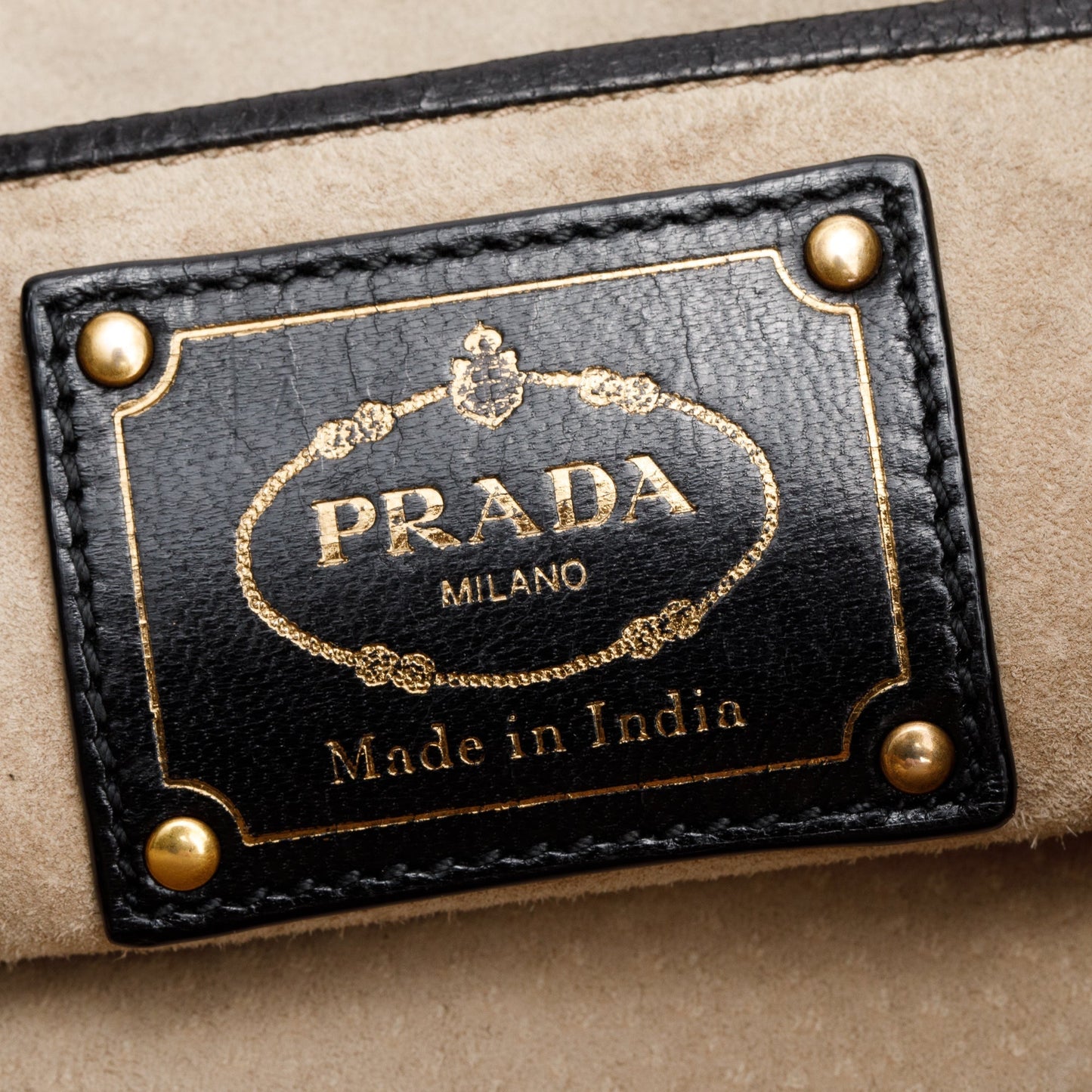 Prada Grey Madras Woven Medium Tote