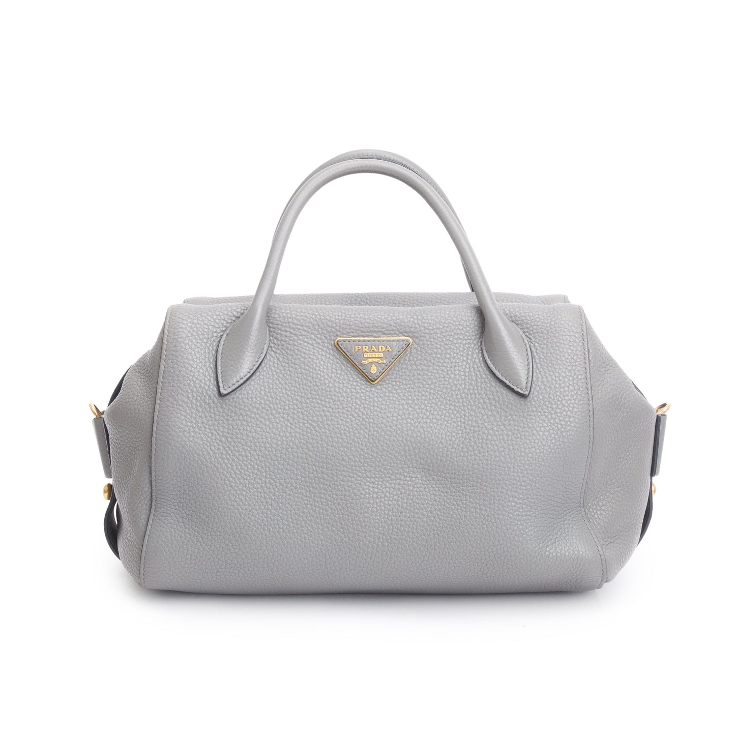 Prada Grey Vitello Daino Leather Baulleto Tote