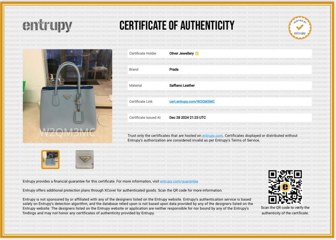 Prada Light Blue Saffiano Lux Medium Cuir Double Tote