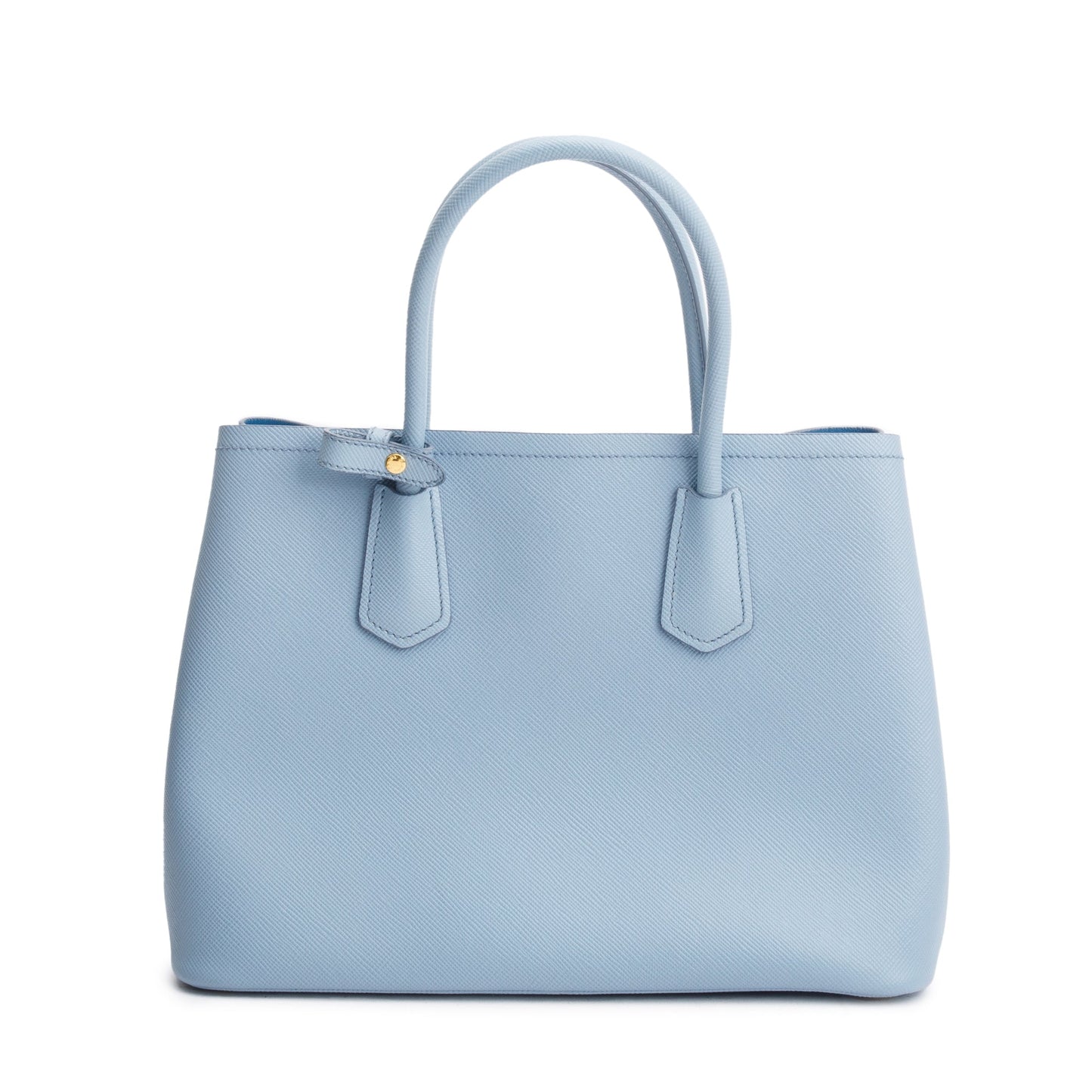 Prada Light Blue Saffiano Lux Medium Cuir Double Tote