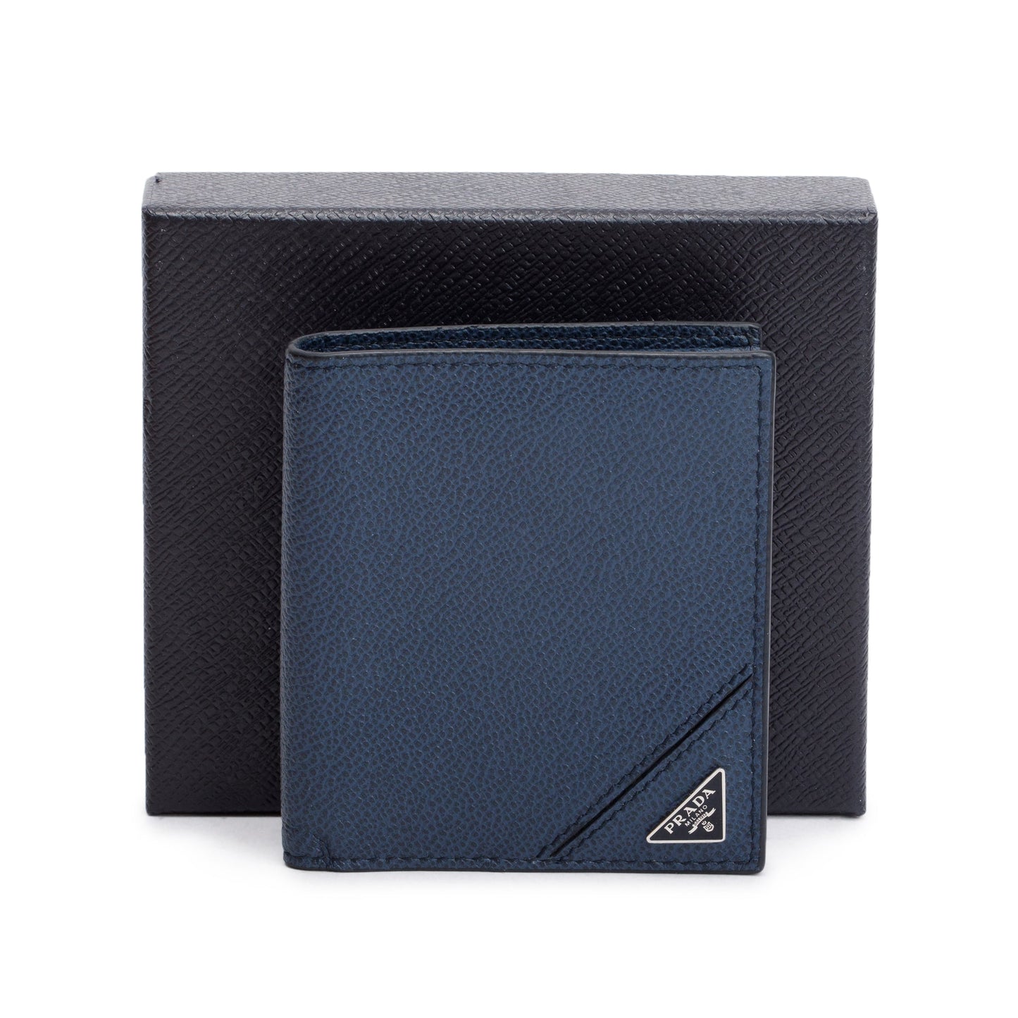 Prada Navy Leather Bi-Fold Wallet