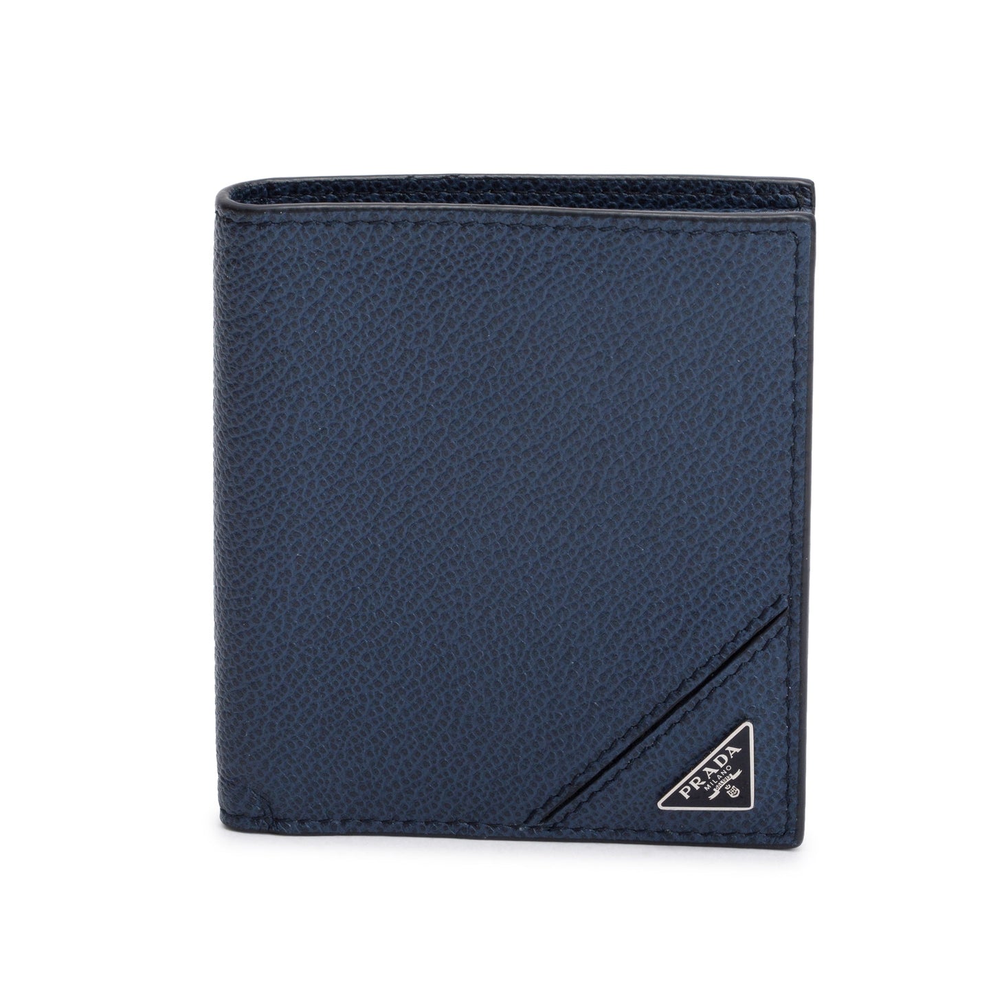 Prada Navy Leather Bi-Fold Wallet
