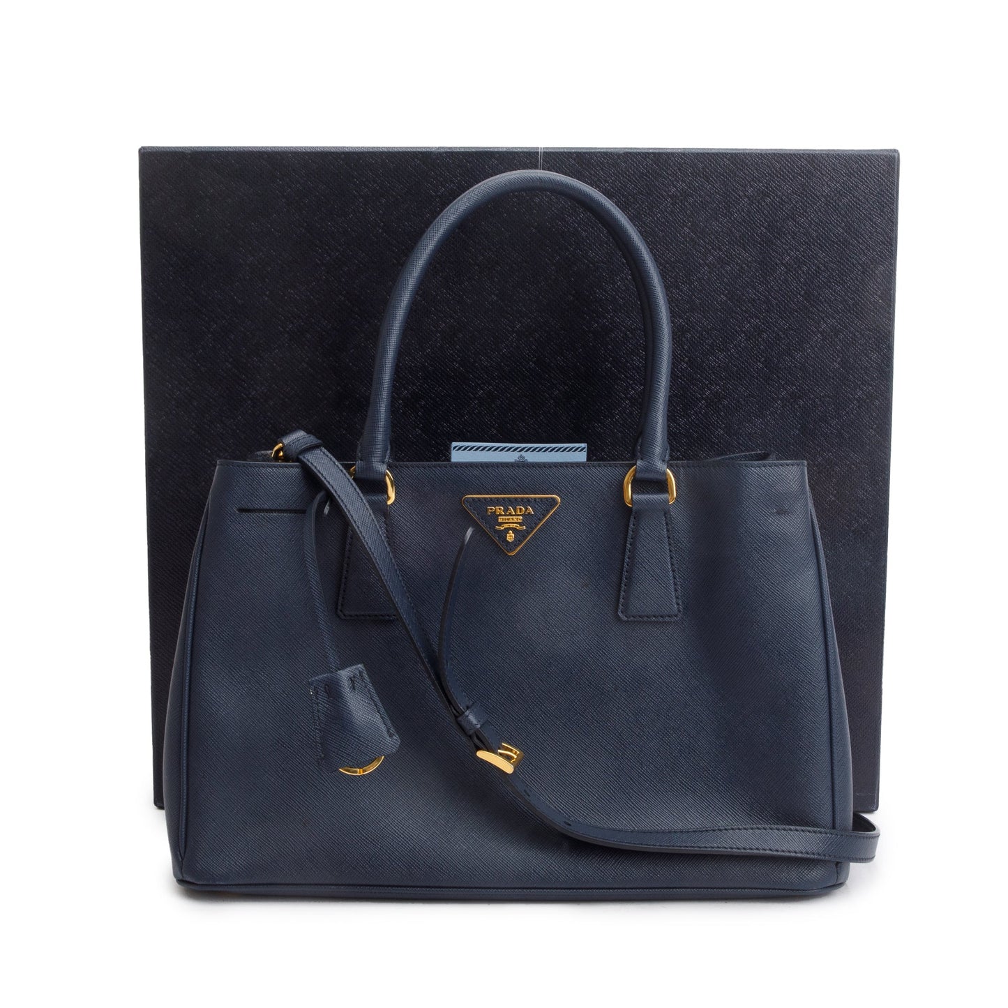 Prada Navy Saffiano Lux Medium Galleria Tote