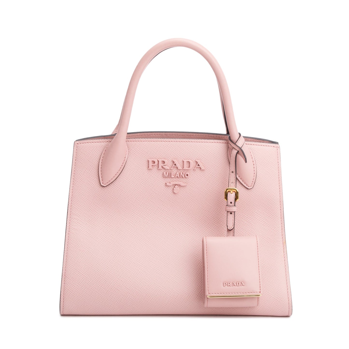 Prada Pink Saffiano Lux Small Monochrome Top Handle Tote