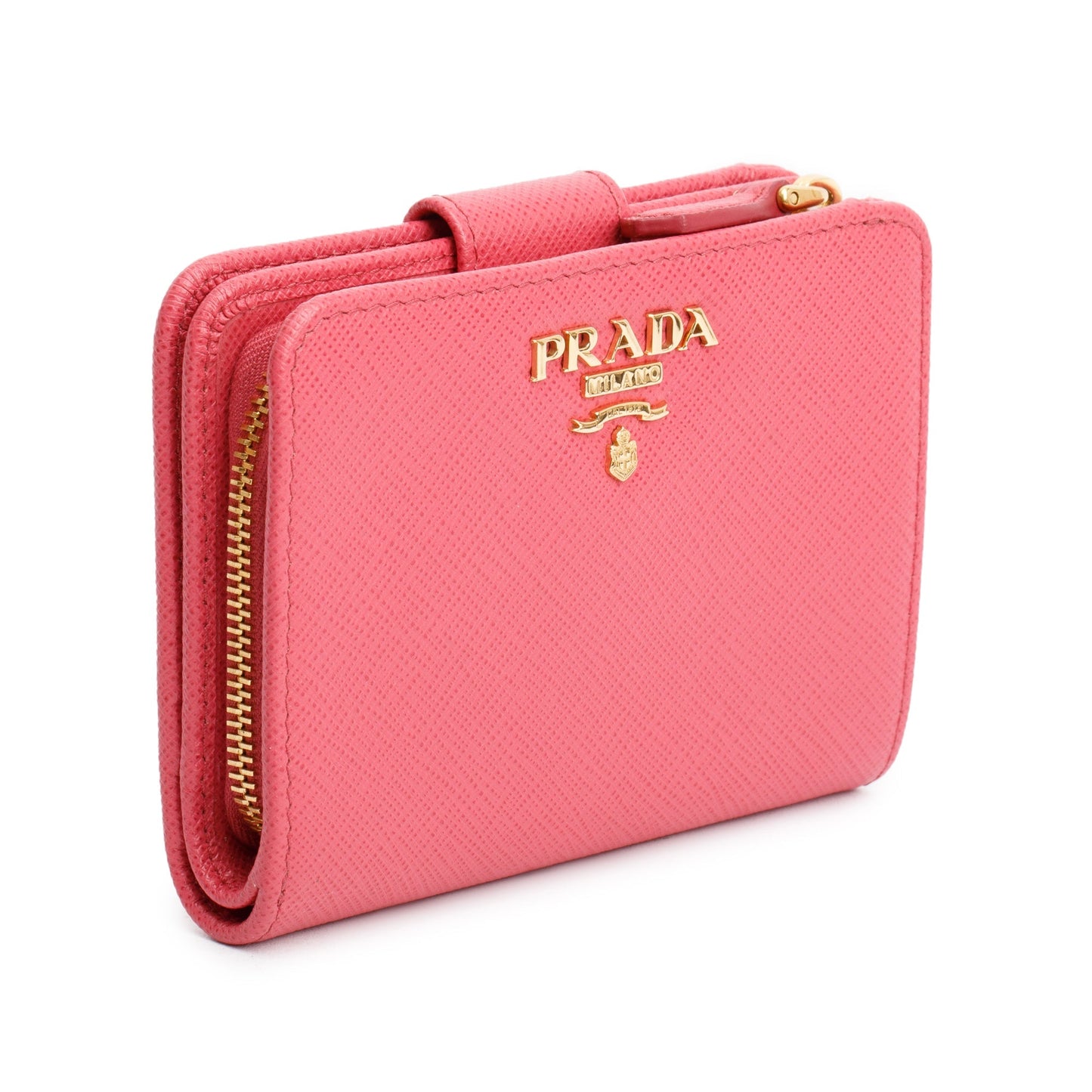 Prada Pink  Saffiano Metal Compact Wallet