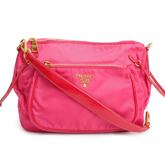 Prada Pink Venice-Trimmed Tessuto Nylon Sacca Shoulder Bag