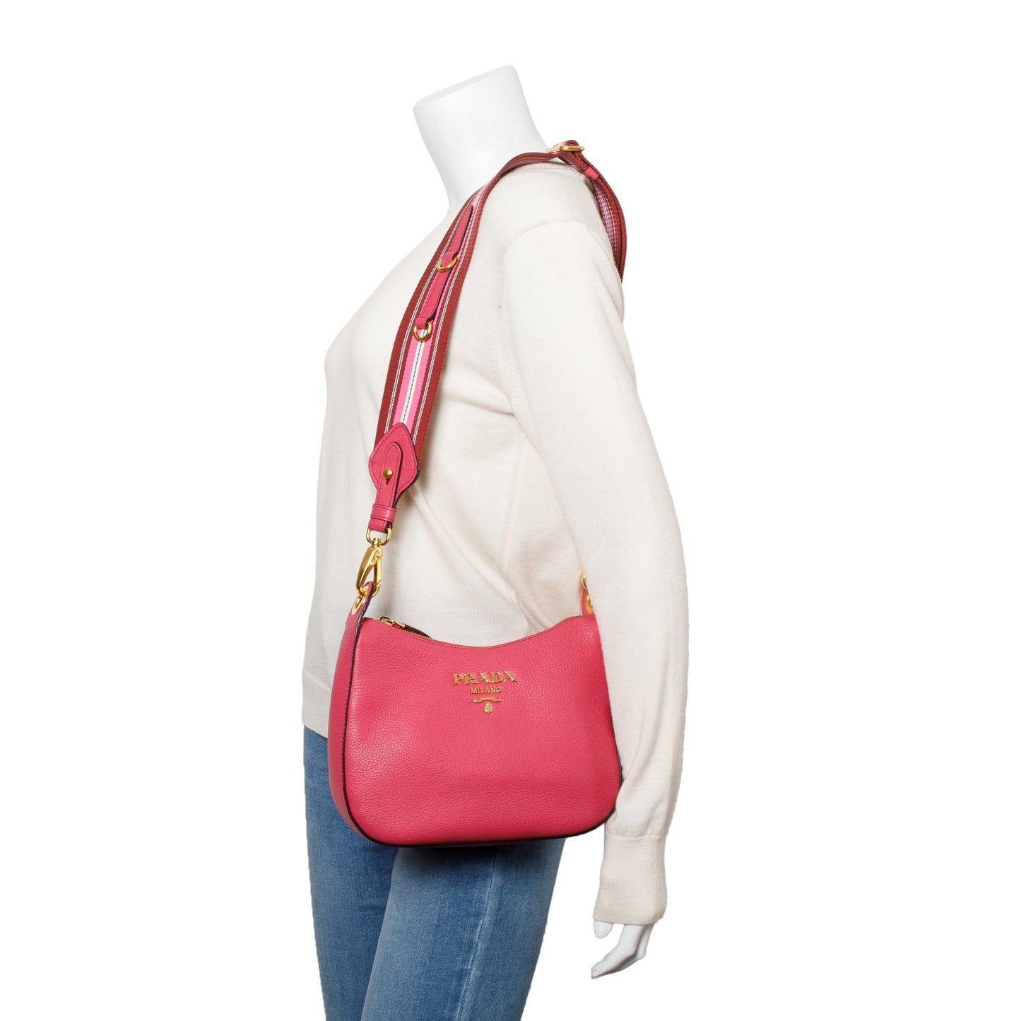 Prada Pink Vitello Phenix Logo Crossbody Bag
