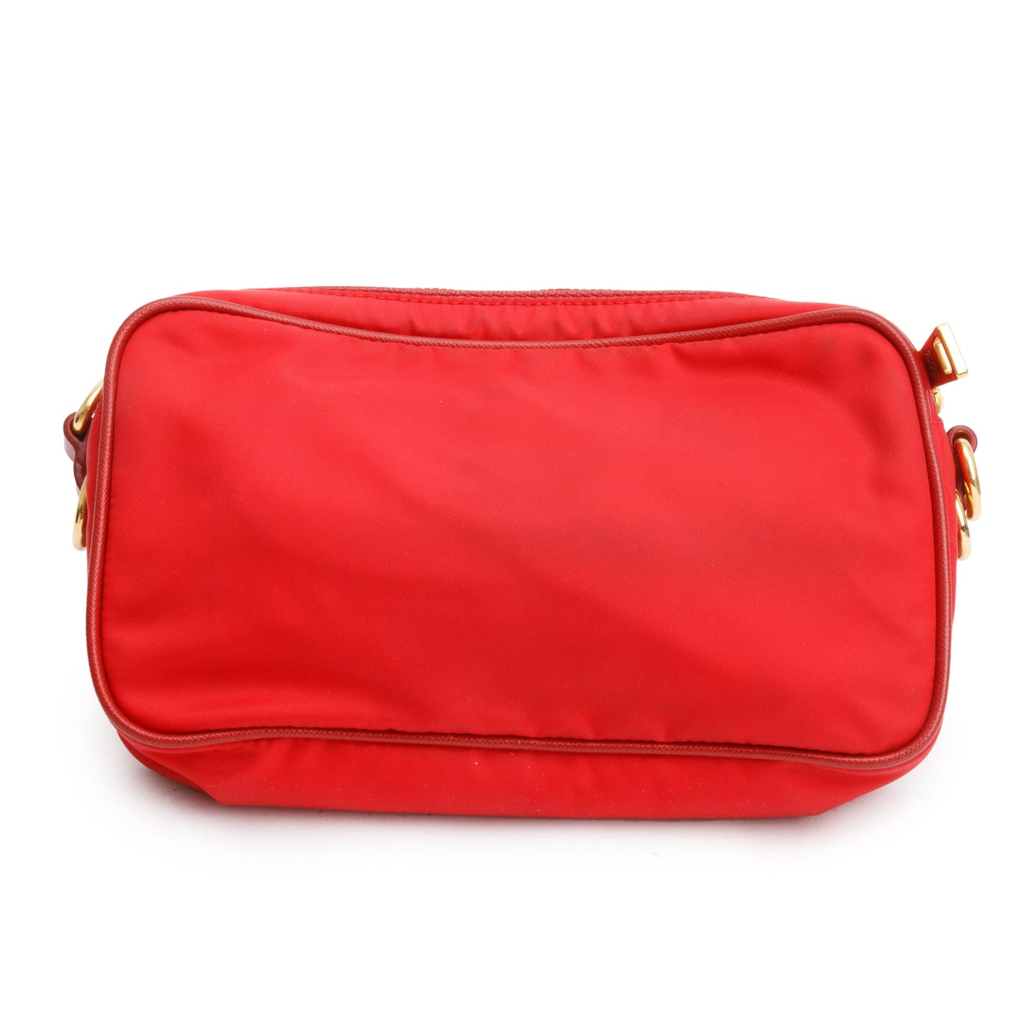 Prada Red Saffiano-Trimmed Tessuto Nylon Camera Crossbody Bag