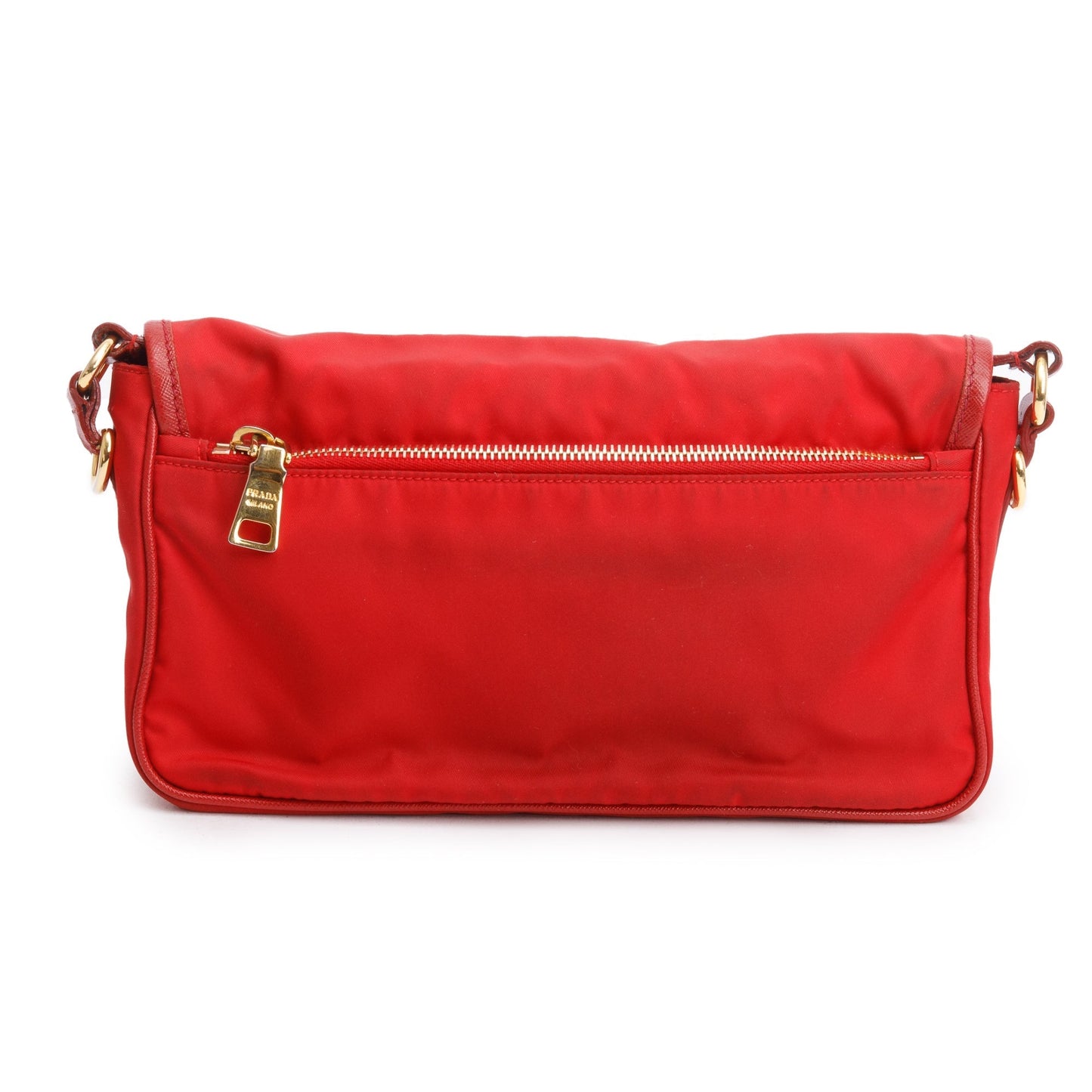 Prada Red Saffiano-Trimmed Tessuto Nylon Double Buckle Crossbody Bag