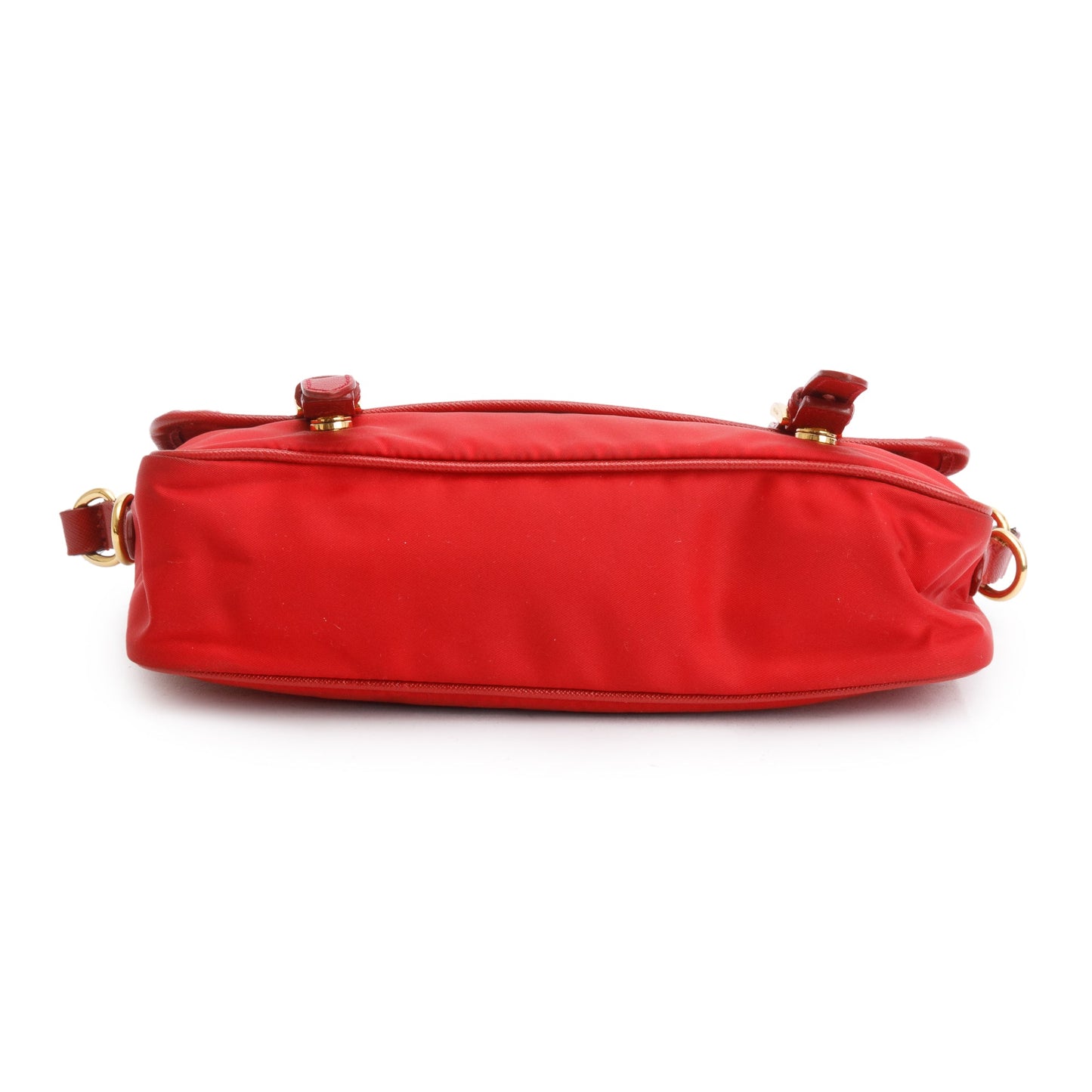 Prada Red Saffiano-Trimmed Tessuto Nylon Double Buckle Crossbody Bag