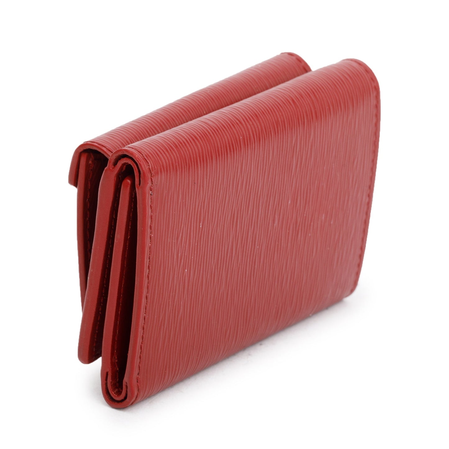 Prada Red Vitello Move Leather Compact Tri-Fold Wallet