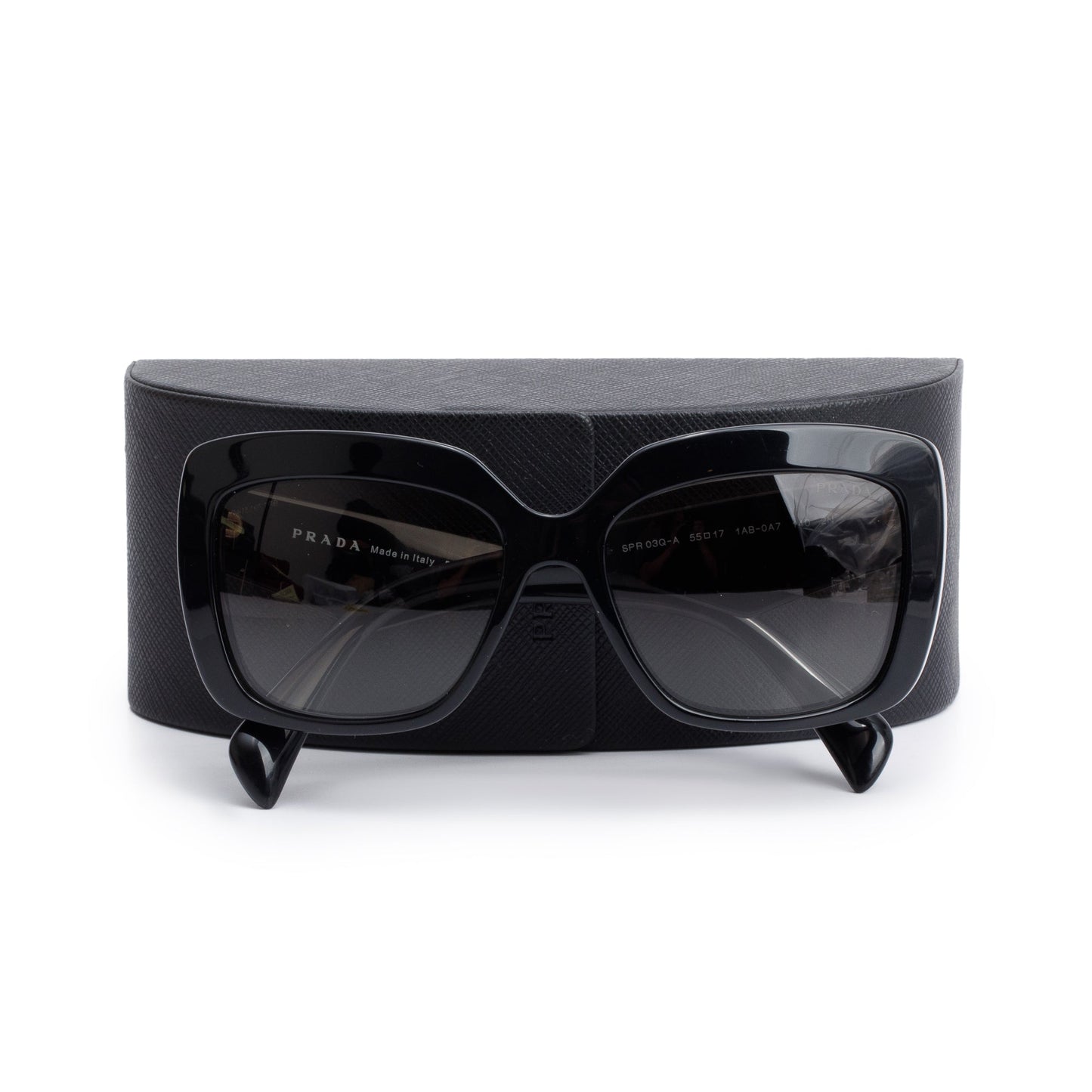 Prada SPR 03Q-A Black Acetate Cat-Eye Sunglasses