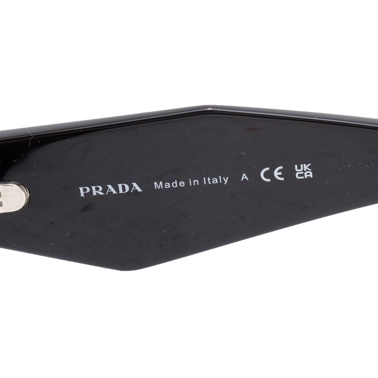 Prada SPR 17W Black Acetate Symbole Rectangular Sunglasses