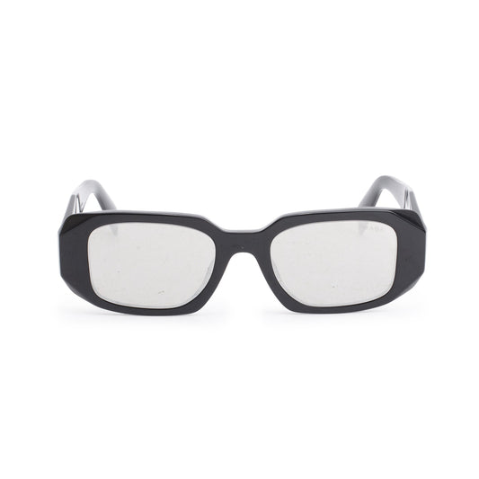 Prada SPR 17W Black Acetate Symbole Rectangular Sunglasses