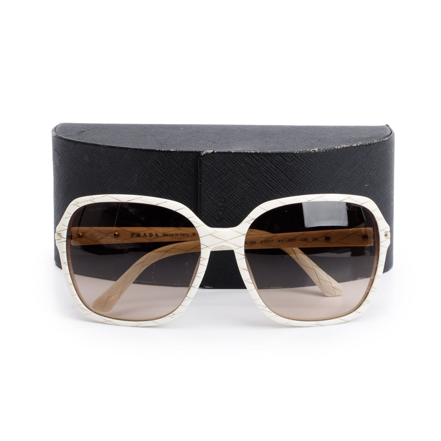 Prada SPR 18N White Acetate Square Sunglasses