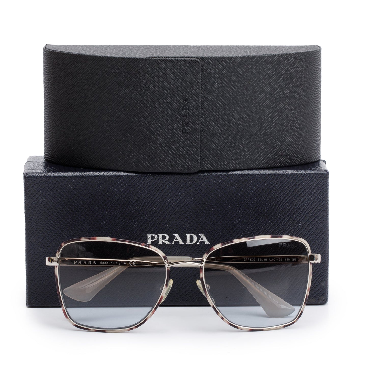 Prada SPR52S Brown/Silver-Tone Metal Square Sunglasses