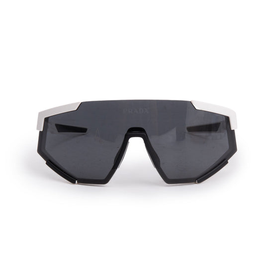 Prada SPS04W Black & White Linea Rossa Impavid Shield Sunglasses