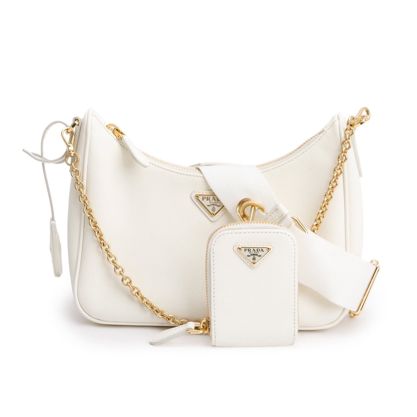 Prada White Saffiano Leather Re-Edition 2005 Shoulder Bag