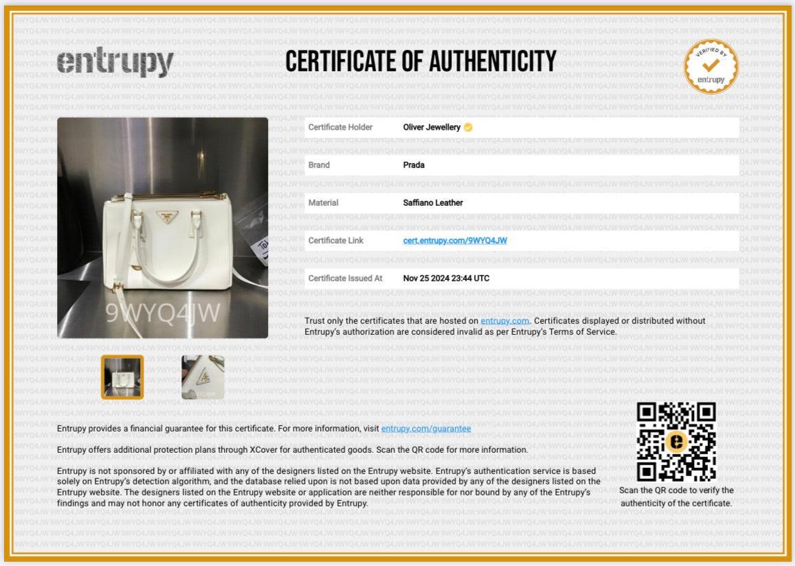 Prada White Saffiano Leather Small Double Zip Galleria Tote