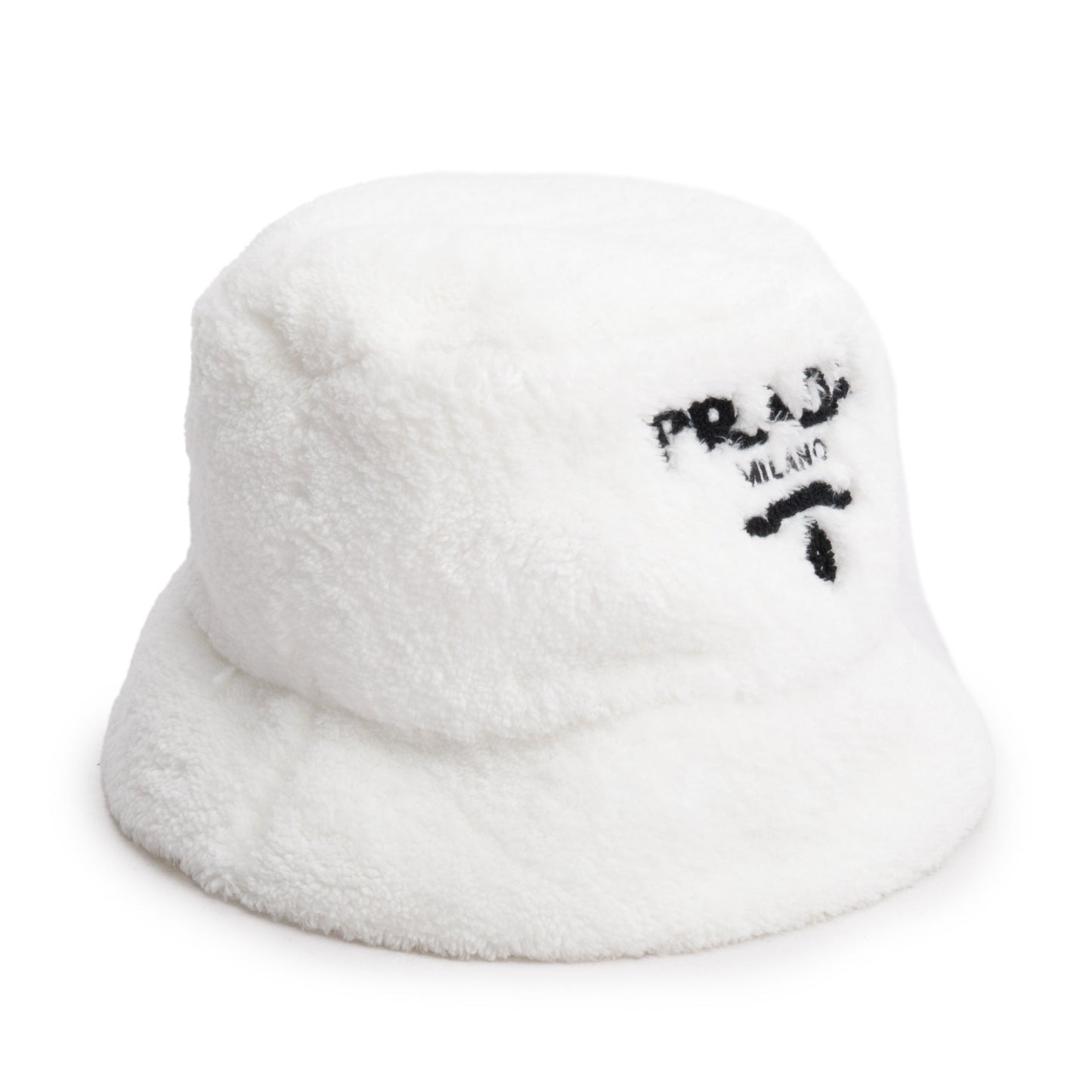 Prada White Shearling Bucket Hat