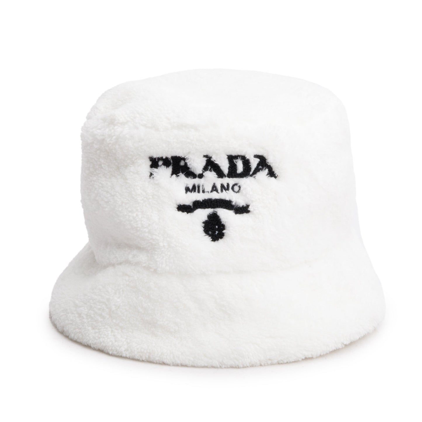 Prada White Shearling Bucket Hat