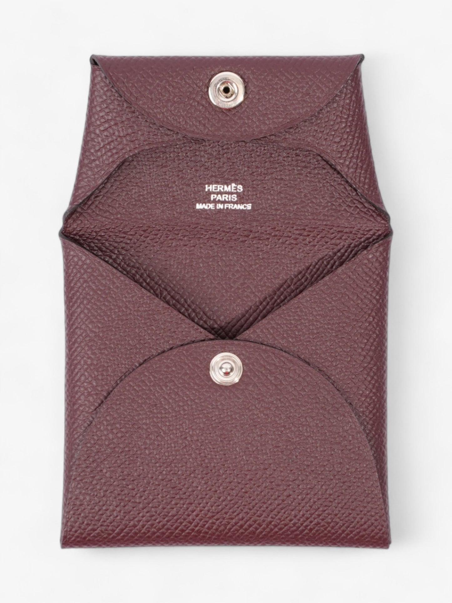 Hermes Bastia Change Purse Burgundy Calfskin Leather